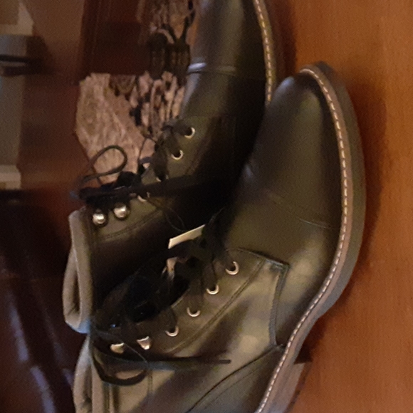 Goodfellow black Jeffrey motorcycle boots laceup rubber sole padded 11.5…New main image 6